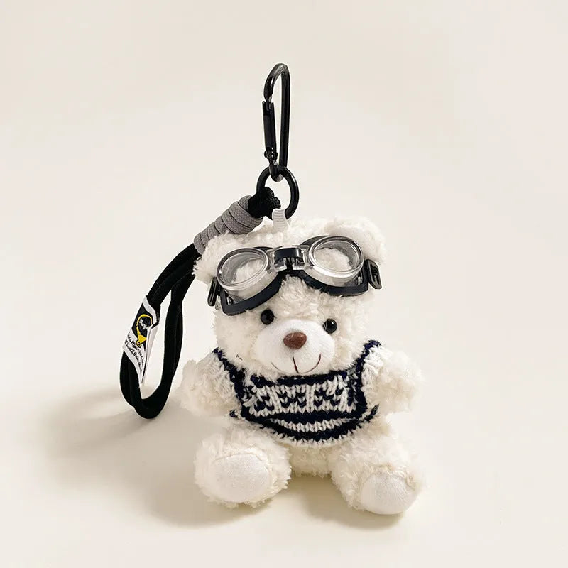 Cartoon plush doll keychain pendant in bear design 12cm size soft stuffed key ring