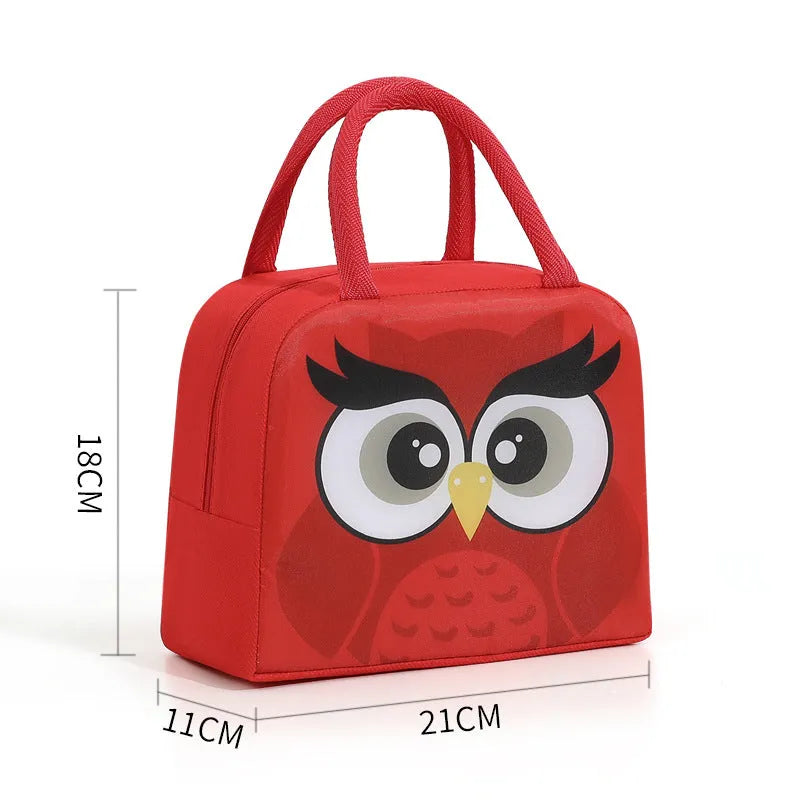 Cartoon insulated lunch box bag with aluminium foil lining and animal designs