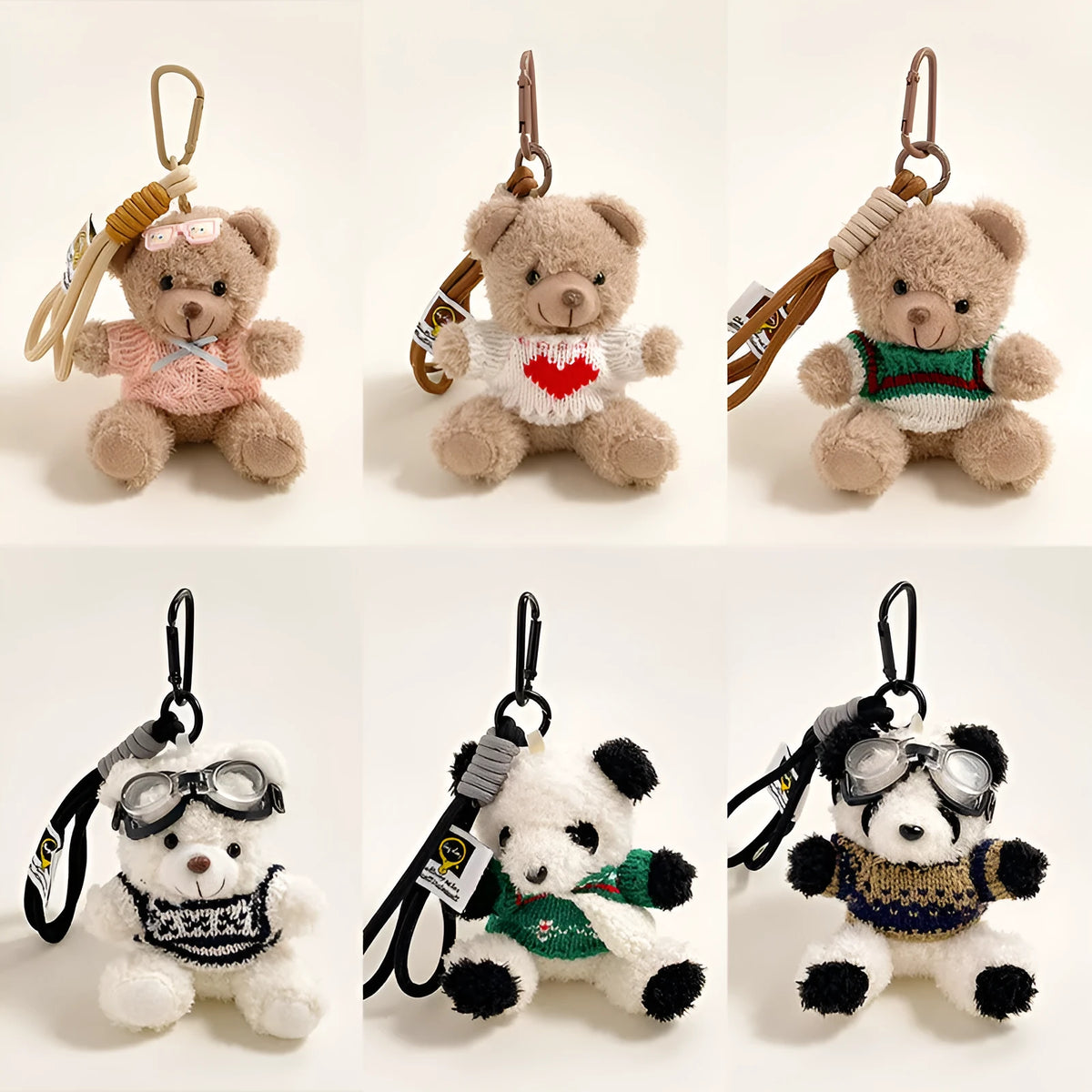 Cartoon plush doll keychain pendant in bear design 12cm size soft stuffed key ring
