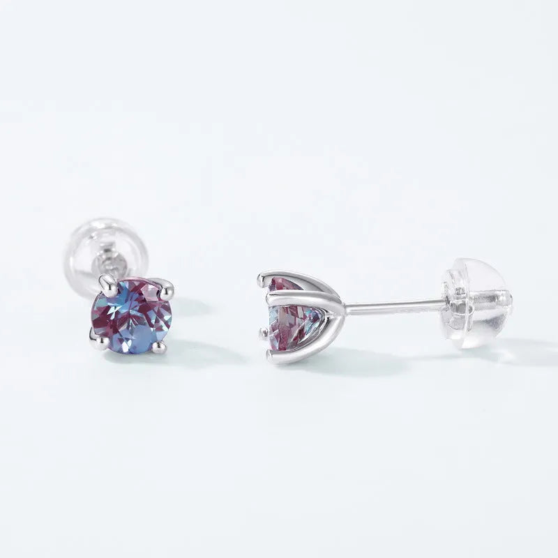 925 silver geometric round ear studs with Cultivate Alexander Stone for women
