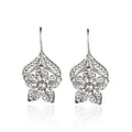 Silver hollow flower leaf-shaped women's earrings with geometric openwork floral pattern