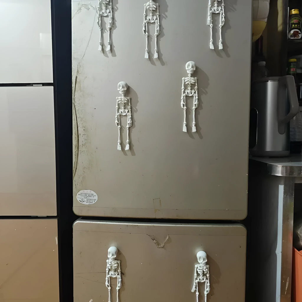 3D printed PLA plastic skull refrigerator magnet in modern art style, 18cm tall.