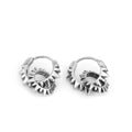 Polished stainless steel round ring earrings with retro design in steel colour