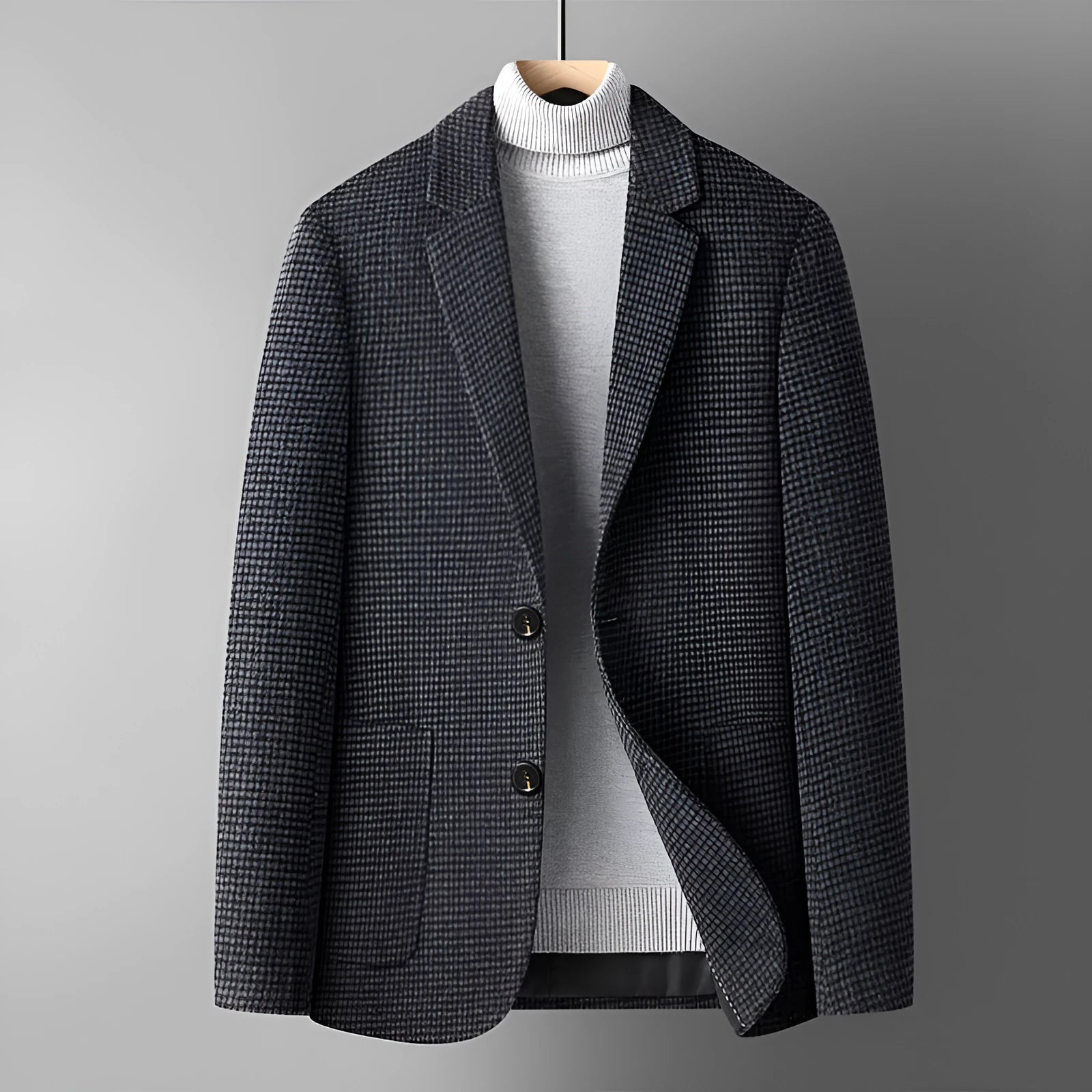 Men's slim fit grey wool suit jacket for autumn and winter wear