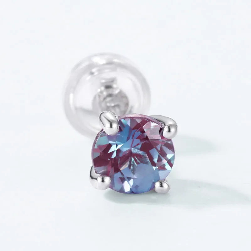 925 silver geometric round ear studs with Cultivate Alexander Stone for women
