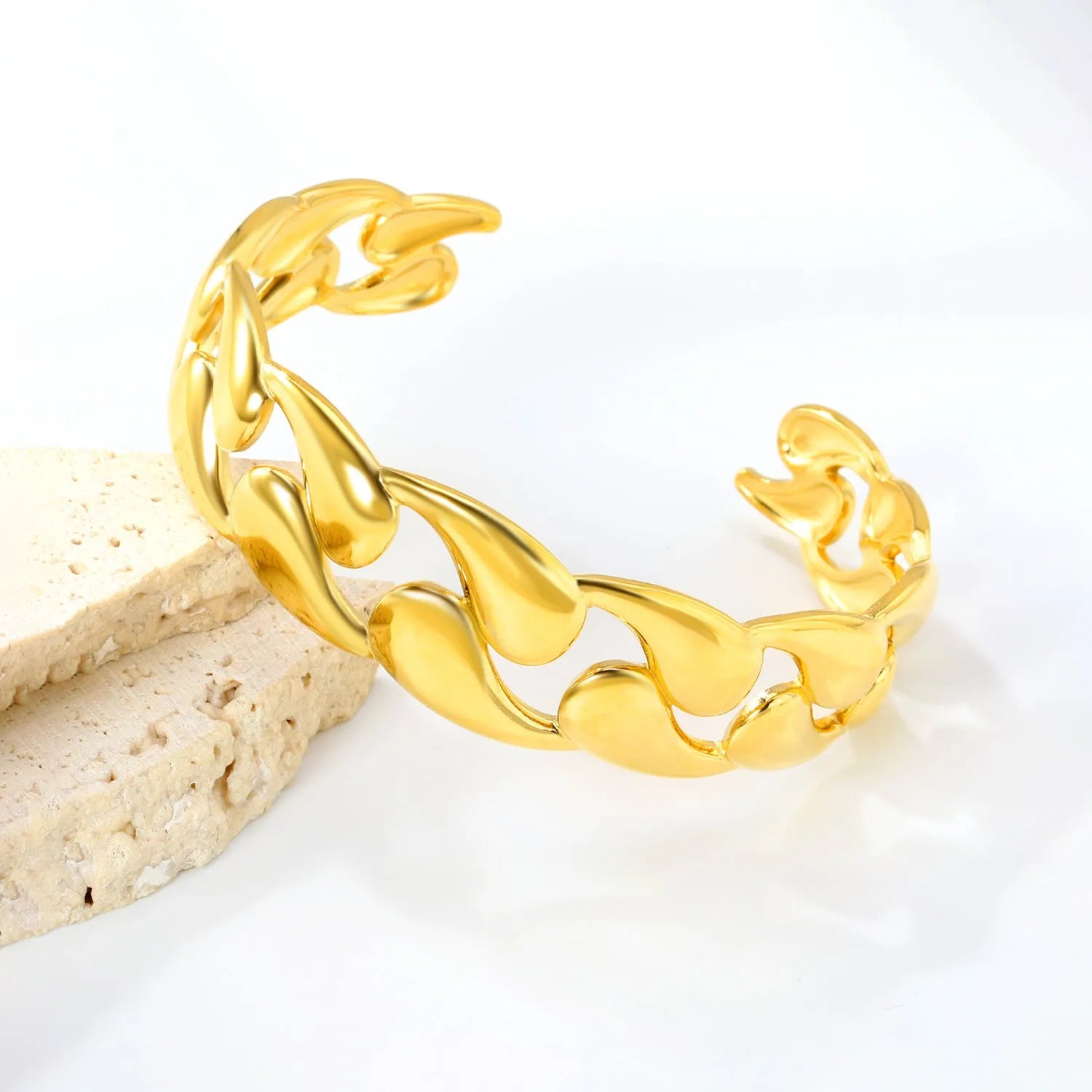 Advanced style stainless steel alloy bracelet in a minimalist European trend design on a wrist.