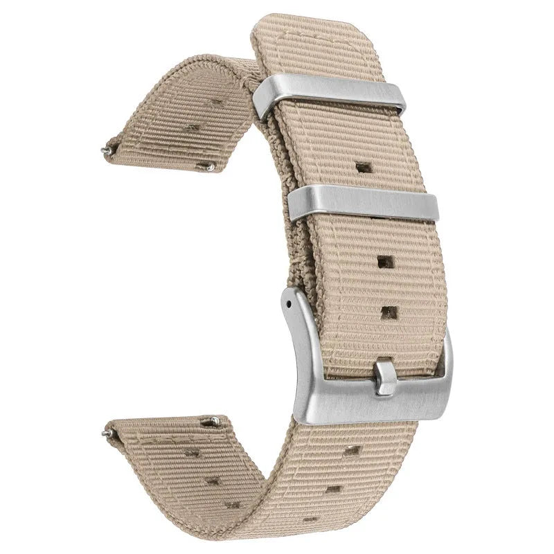 Nylon watchband quick release waterproof woven strap in black, fitting 22mm lug width, simple style