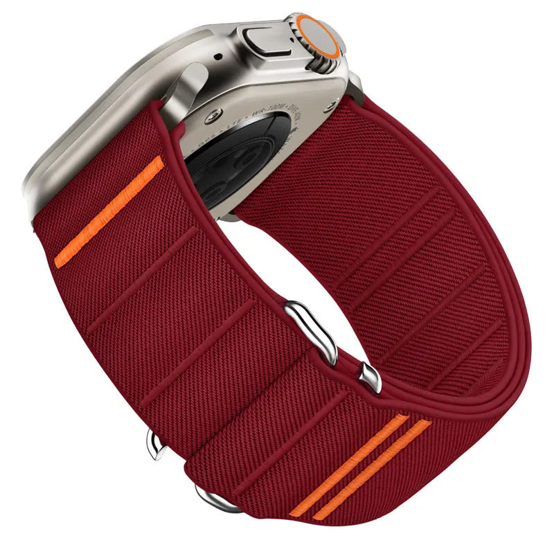 Elastic nylon Apple watchband with stainless steel buckle in multiple colour options