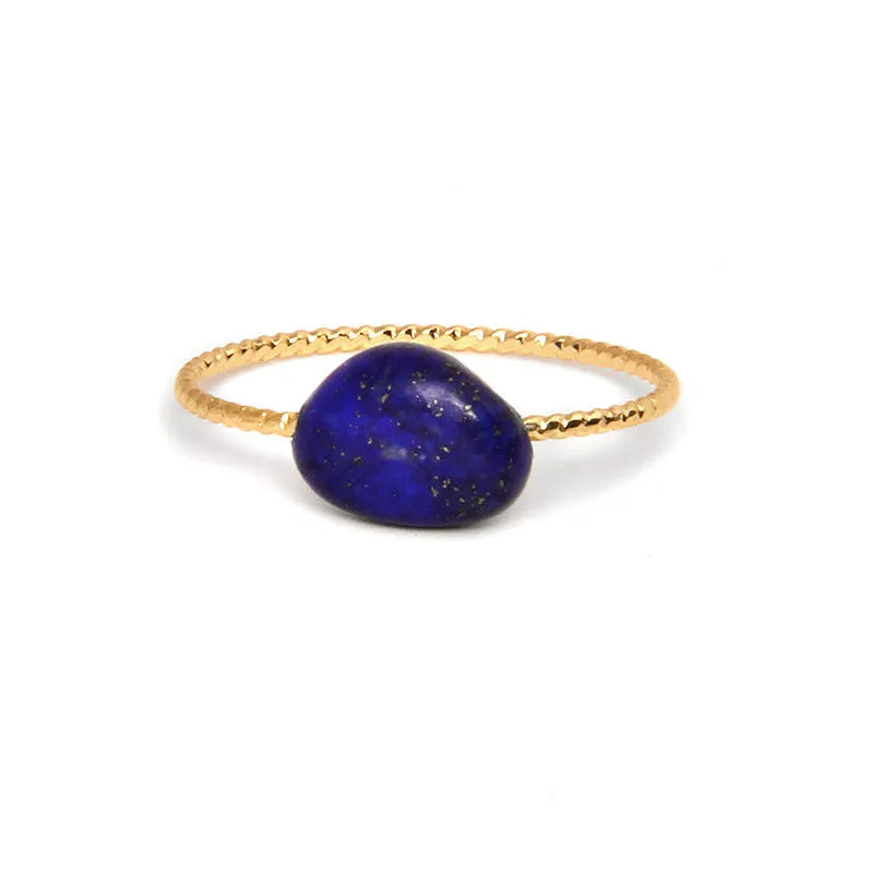 Geometric niche design agate ring for women showing eight colour variations on display