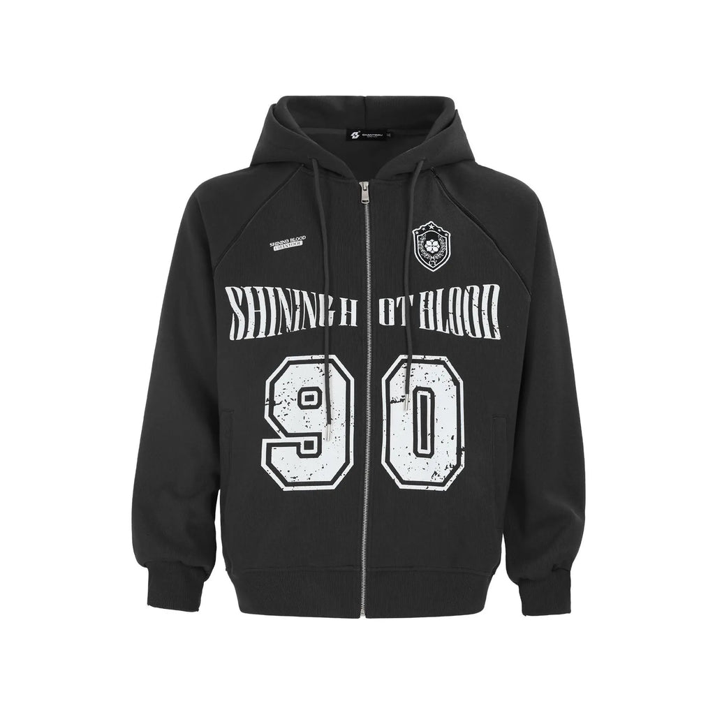 Women's red American retro style hooded jacket with letter embroidery and loose fit