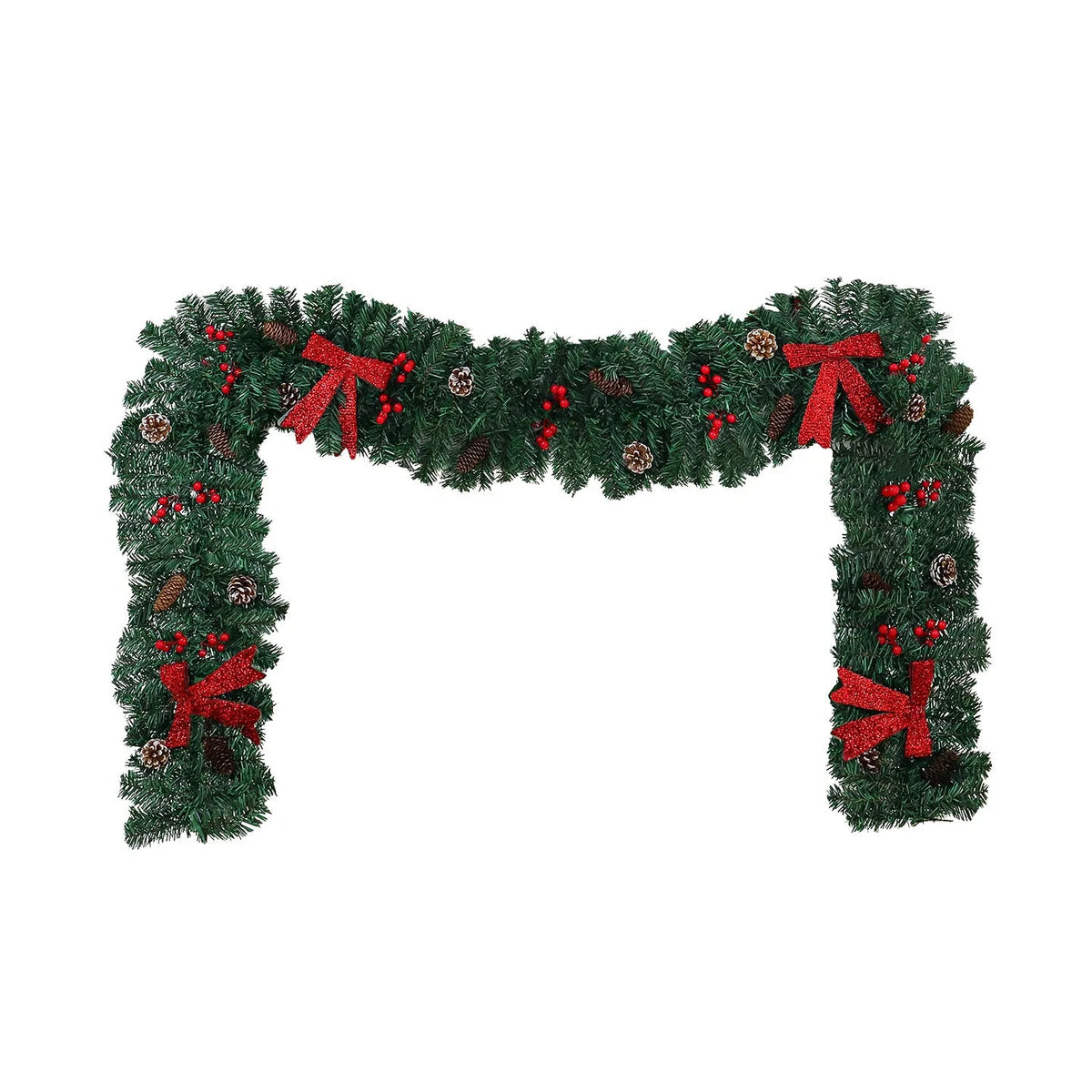 Christmas rattan pine cone bow decorative wreath with bow, PVC construction, European style, for home holiday decoration