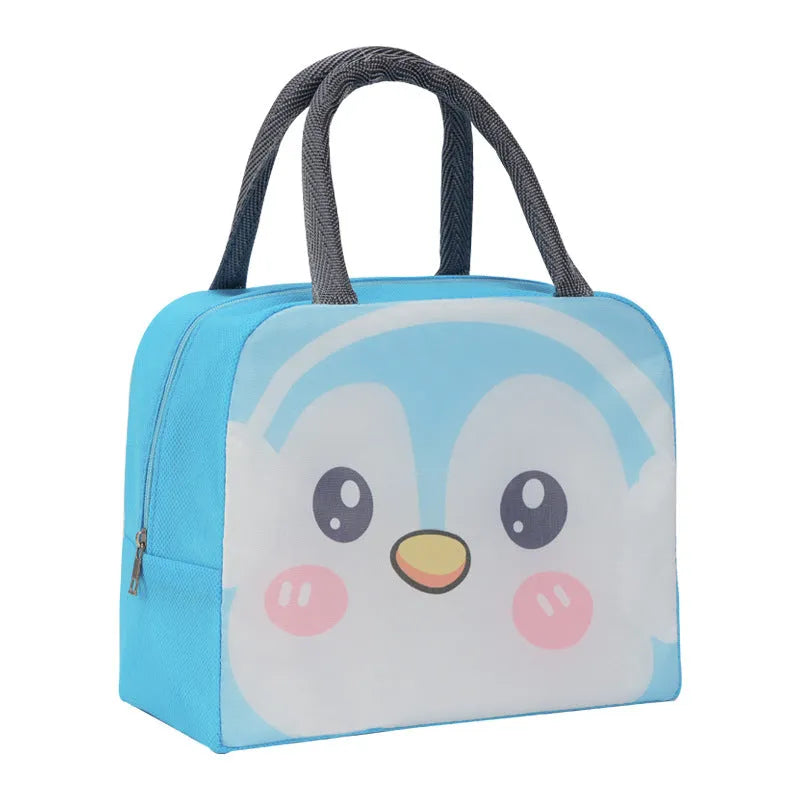 Cartoon insulated lunch box bag with aluminium foil lining and animal designs