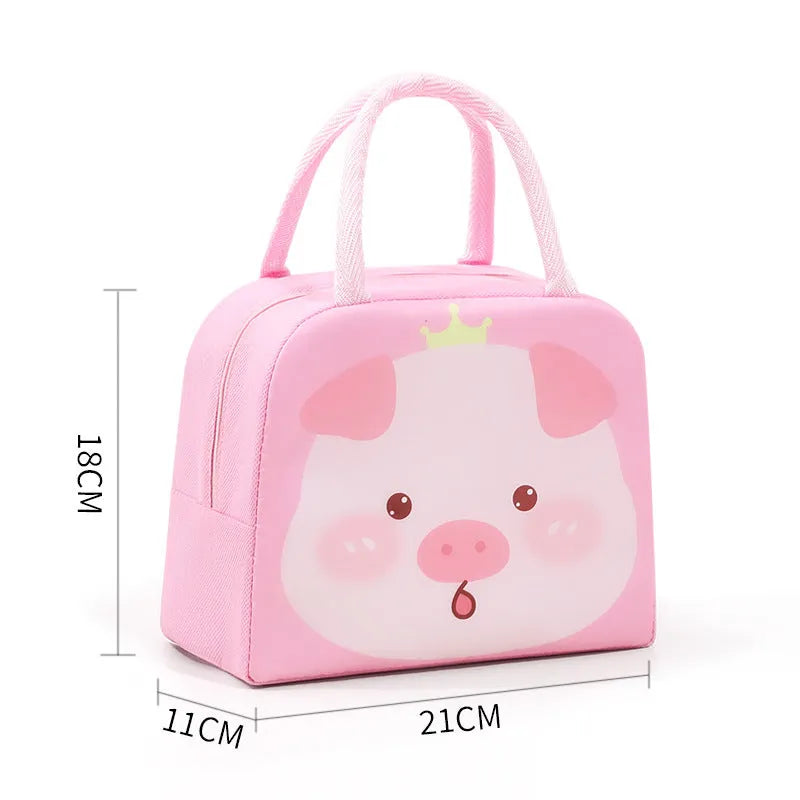 Cartoon insulated lunch box bag with aluminium foil lining and animal designs