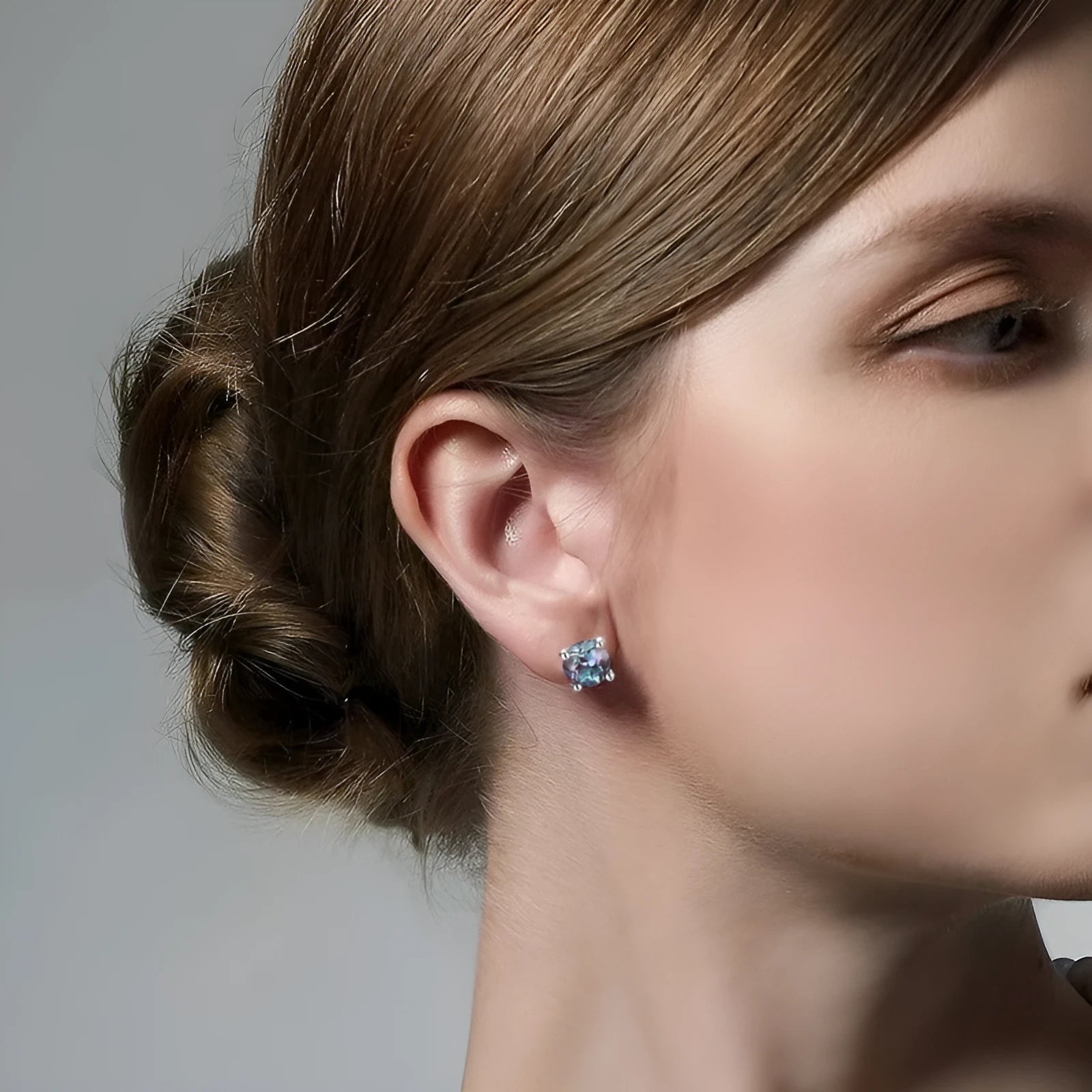 925 silver geometric round ear studs with Cultivate Alexander Stone for women