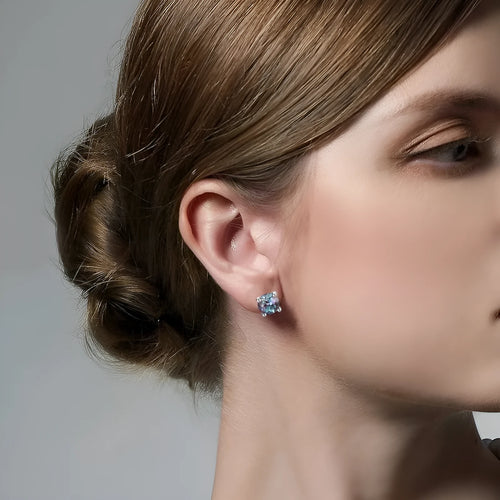 925 silver geometric round ear studs with Cultivate Alexander Stone for women