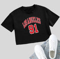 Personalised cotton loose fit navel T-shirt with printed letters in black and white options