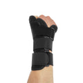 Carbon fibre sports wrist guard with adjustable thumb strap in black with grey edging