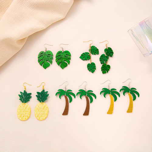 Drop shape earrings with a white acrylic coconut artocarpus charm and silver alloy hook.