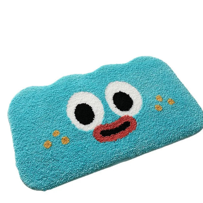 Big eye clouds cartoon anime bathroom mat in cashmere-like polyester fibre