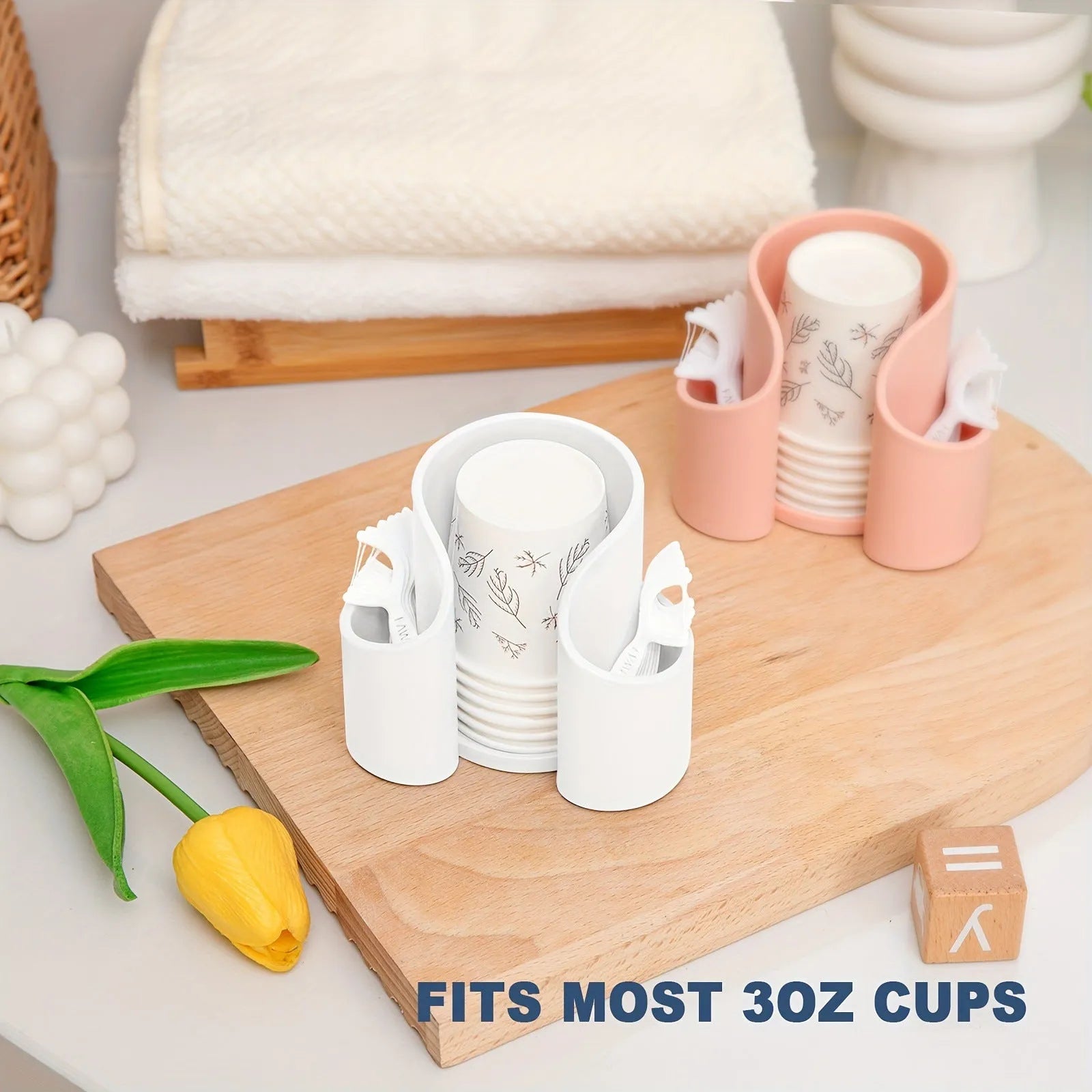 A solid-colour plastic cotton box with a lid for storing dental floss or cotton buds.
