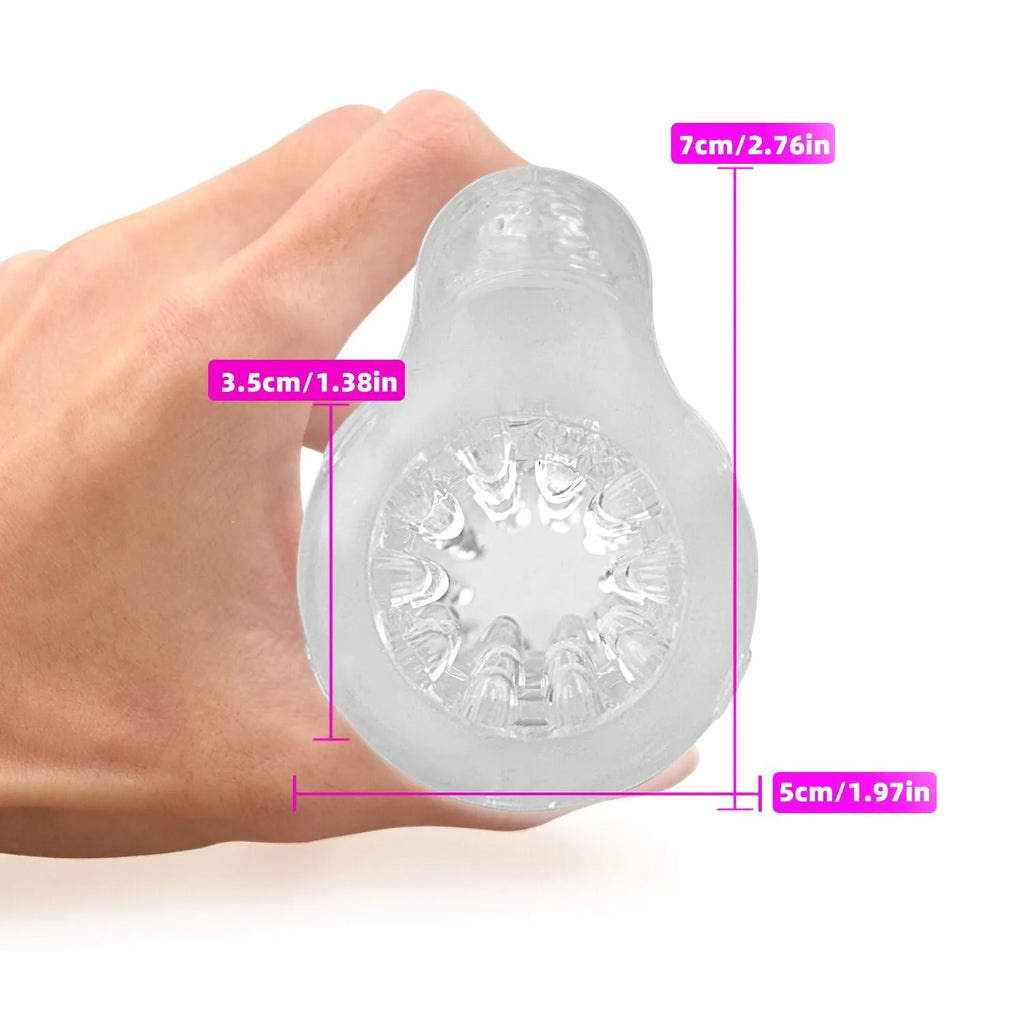 Transparent TPE airplane bottle male turtle head exerciser with 8 stage options
