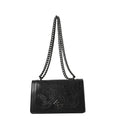 Fashion snakeskin pattern retro crossbody bag in PU with crocodile pattern and chain detail, horizontal square shape