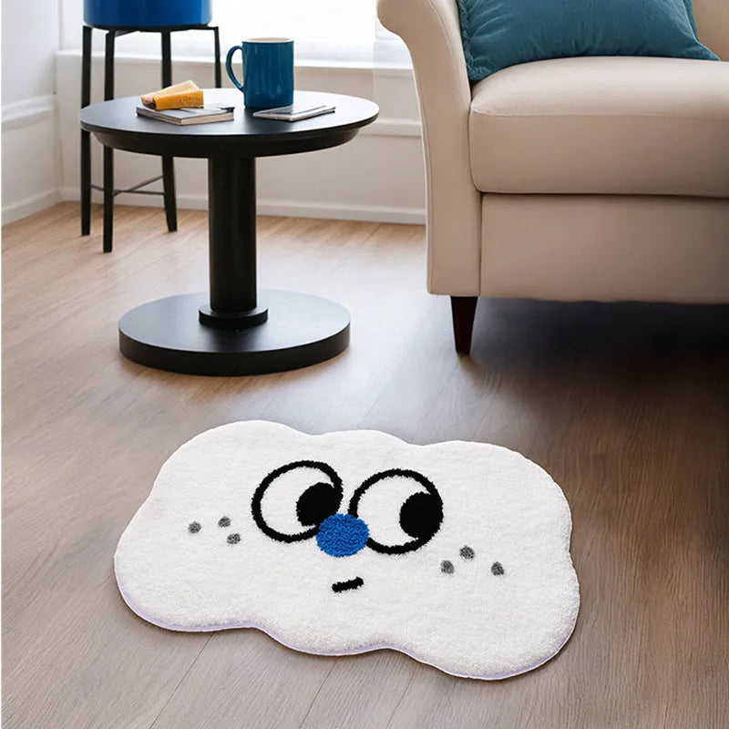 Big eye clouds cartoon anime bathroom mat in cashmere-like polyester fibre
