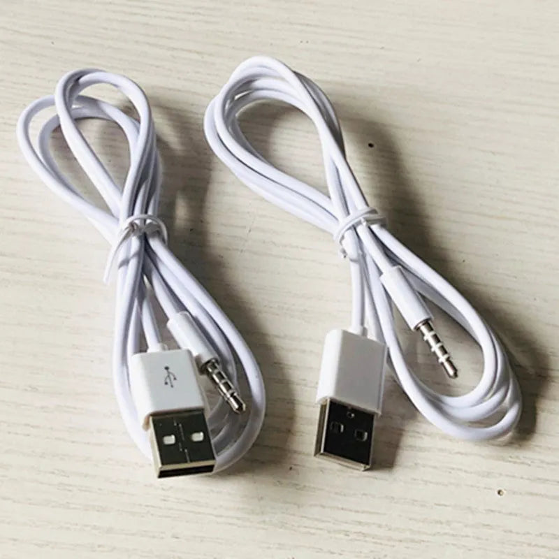 White USB male to audio adapter cable 1 metre long with nickel plated connectors