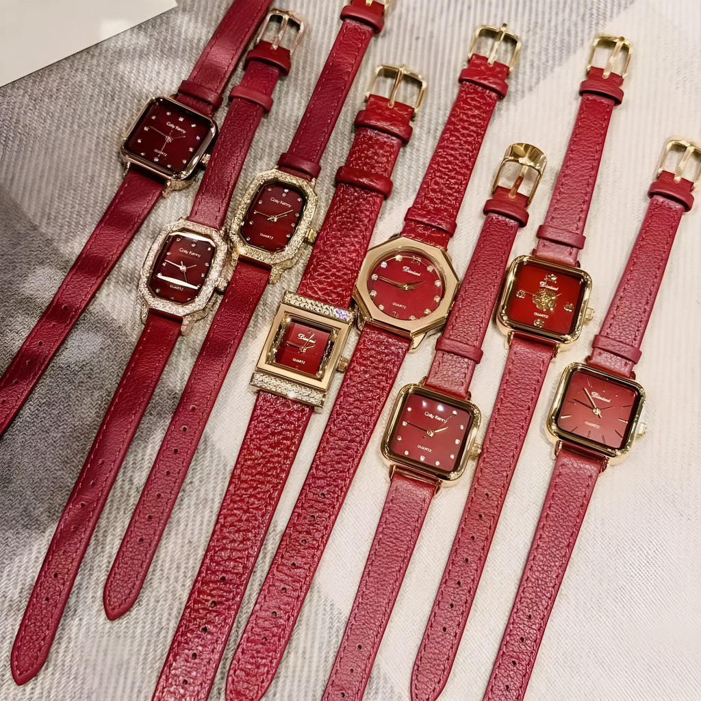 Alloy women's watch with Chinese style design in 8mm thickness showing colour variations