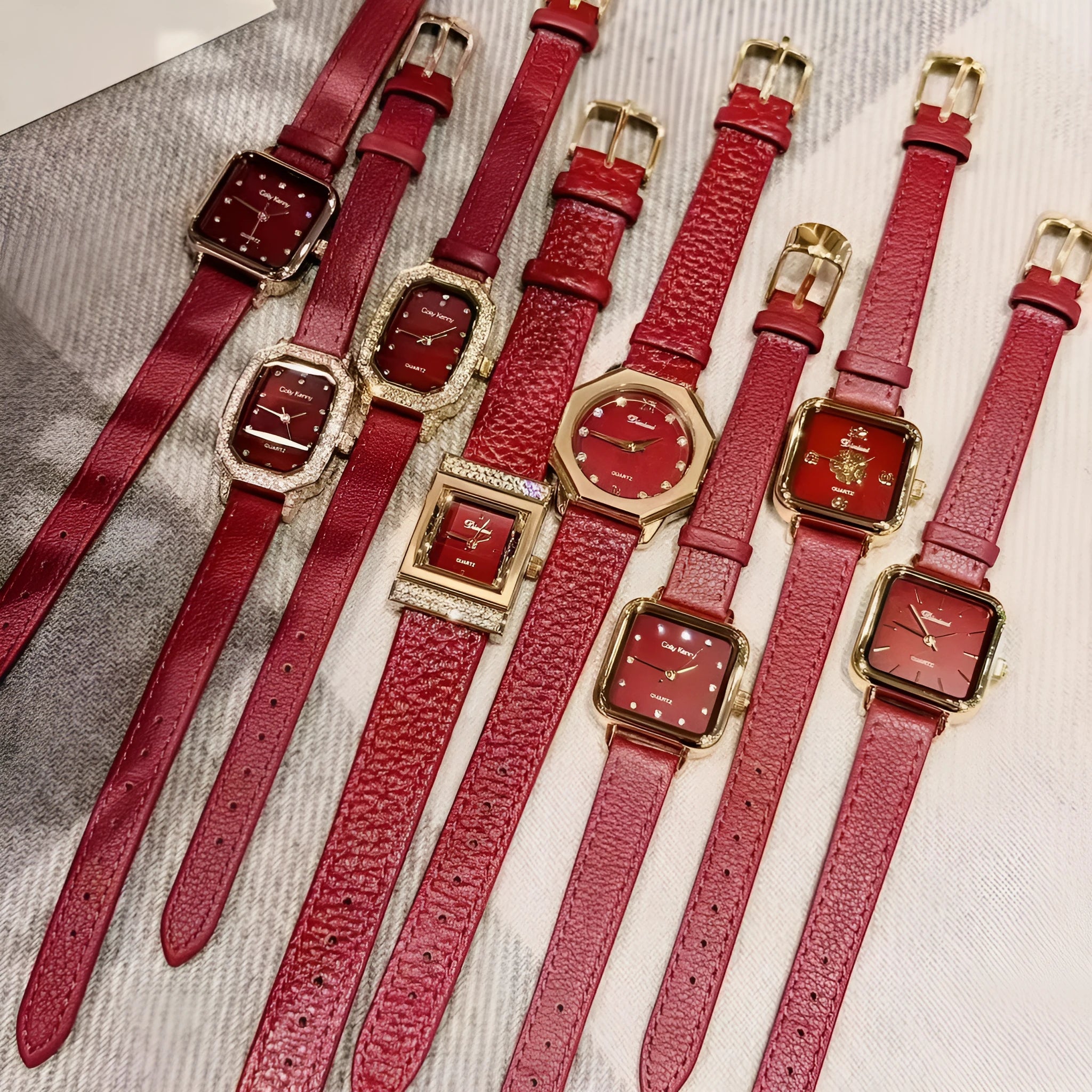 Alloy women's watch with Chinese style design in 8mm thickness showing colour variations