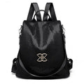 Women's nylon oxford cloth large capacity anti-theft backpack in black, brown, and sequined black