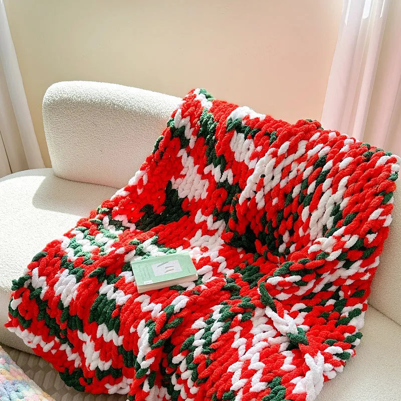 Chenille striped cover blanket measuring 130x170cm in winter thickened design with thick ice bar dyed pattern