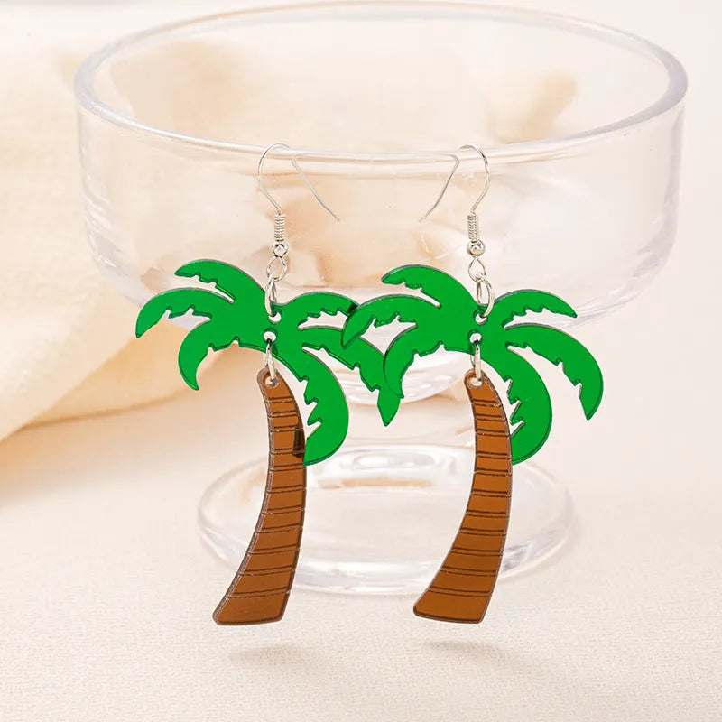Drop shape earrings with a white acrylic coconut artocarpus charm and silver alloy hook.