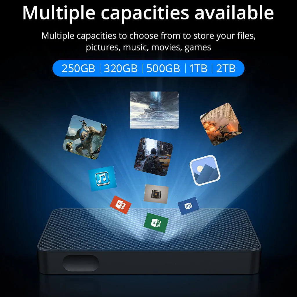 16TB portable external hard drive in black with ABS plastic shell, size 121x76.4x14 mm, YD0034 interface