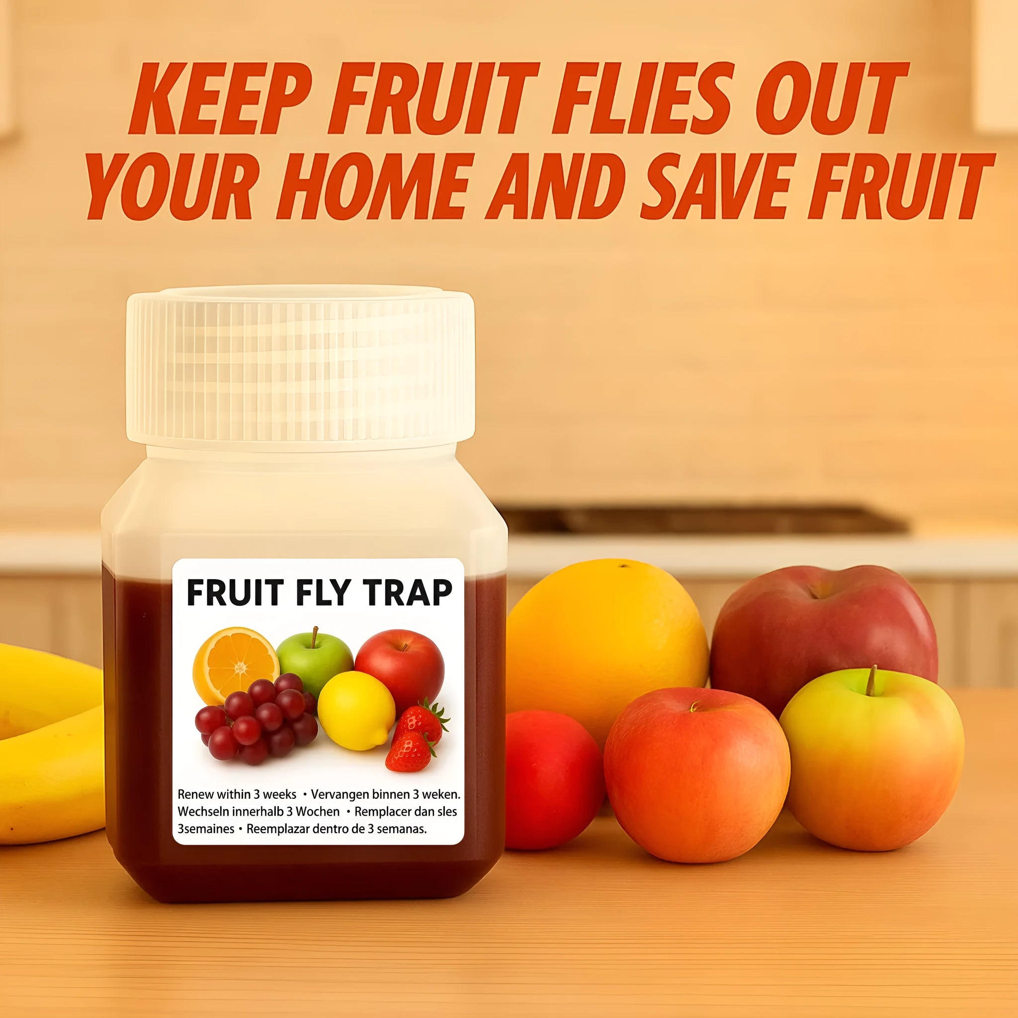 SK003 fruit fly bait liquid bottle with optional application funnel