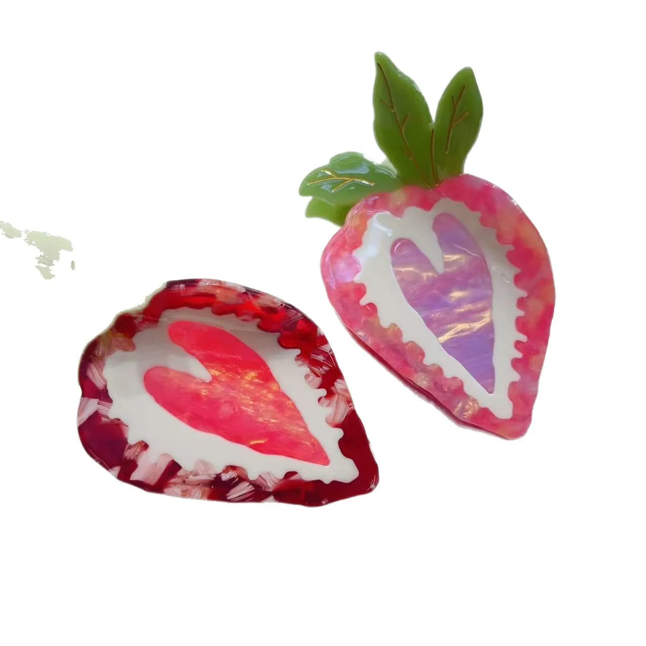 Handmade strawberry hairpin in pastoral style available in red or pink colour