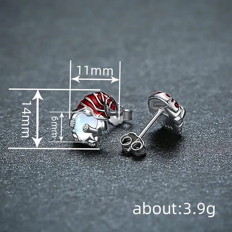 Santa Claus themed heart-shaped earrings for women in electroplated white gold colour