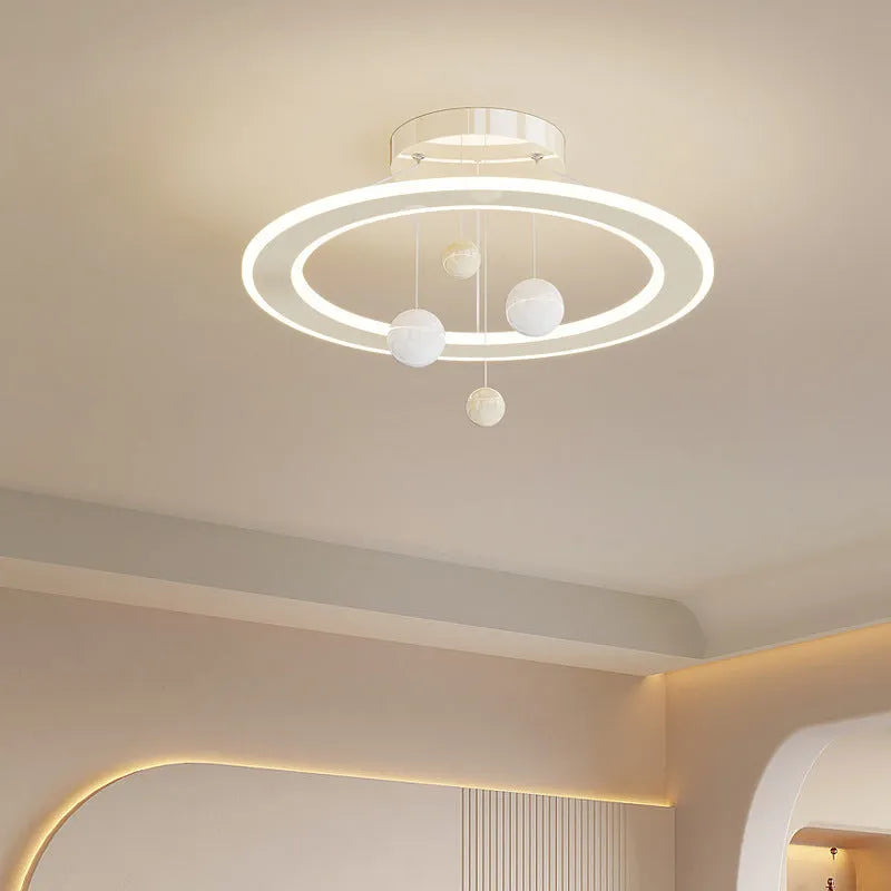 Modern simple style children's bedroom ceiling chandelier with pink and white light options