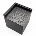Four black plastic furniture height adjustment mats for bed and sofa legs