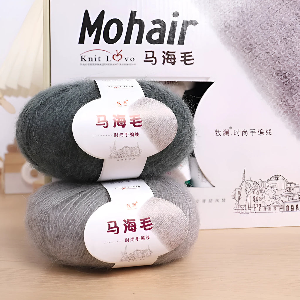 Mohair wool ball for DIY hand-woven scarf kit in one of 34 available colours