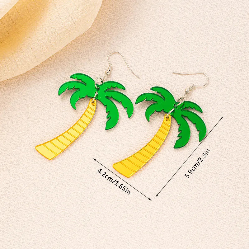 Drop shape earrings with a white acrylic coconut artocarpus charm and silver alloy hook.