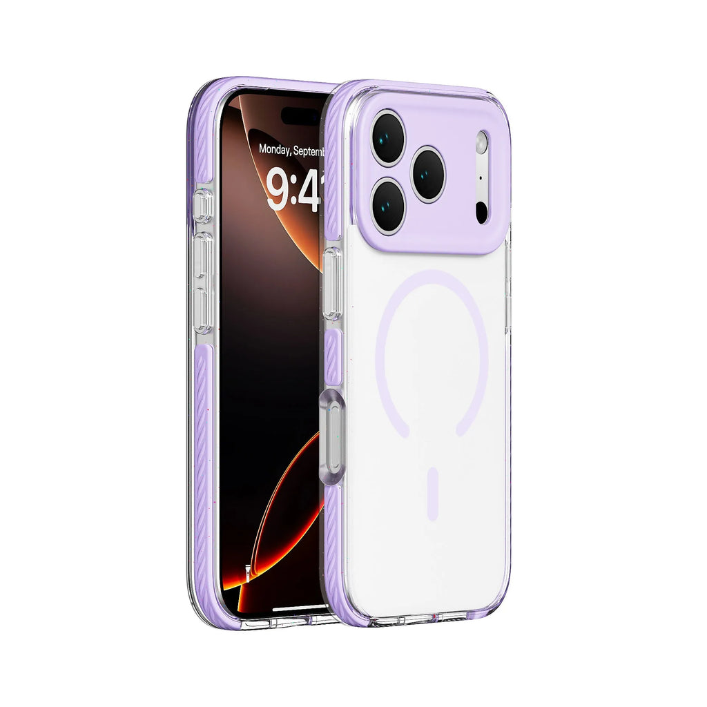 Transparent magnetic iPhone protective case in candy green colour showing front and back view