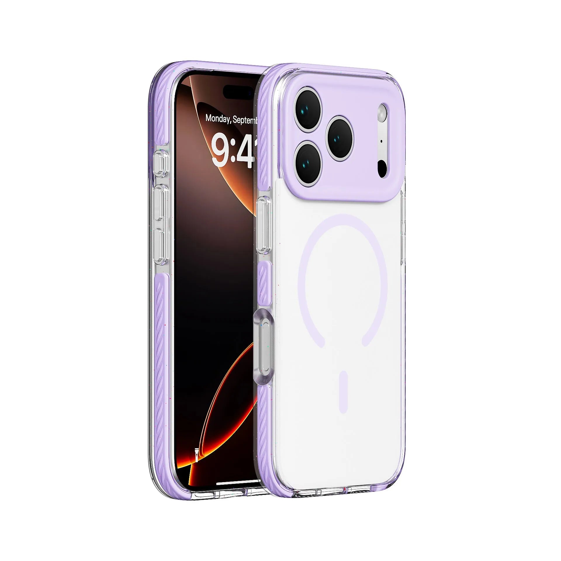 Transparent magnetic iPhone protective case in candy green colour showing front and back view