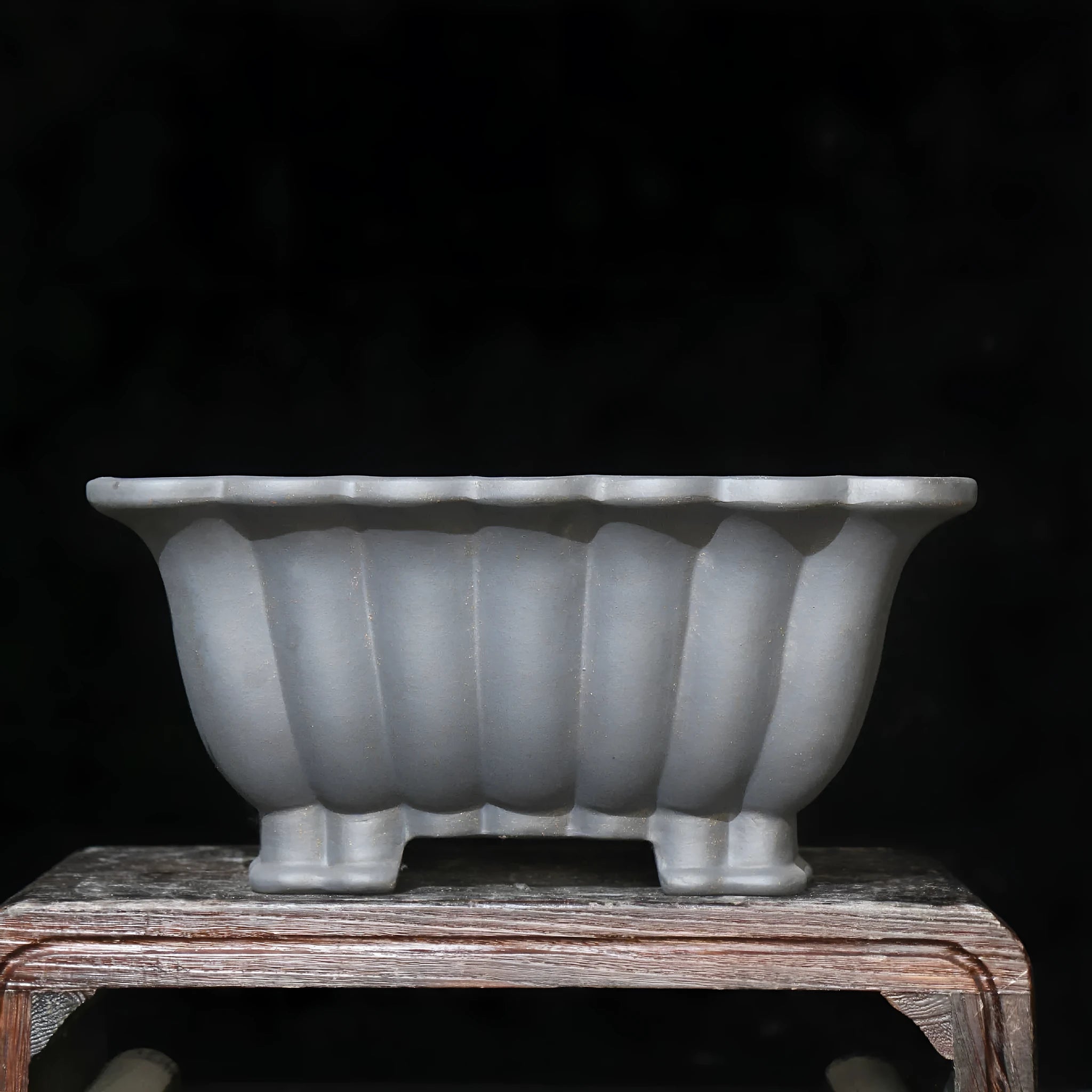 Purple sand ceramic square flower pot with 37cm diameter for desktop bonsai display
