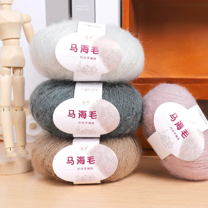 Mohair wool ball for DIY hand-woven scarf kit in one of 34 available colours