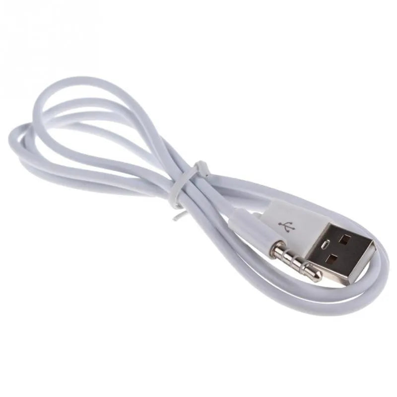 White USB male to audio adapter cable 1 metre long with nickel plated connectors