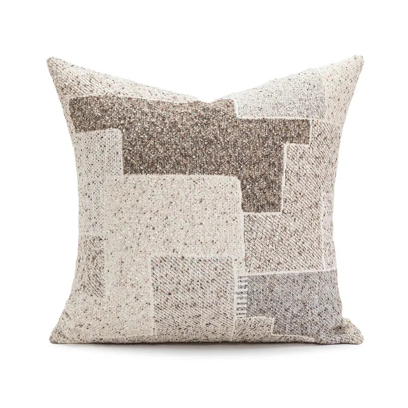 Solid colour decorative cushion with PP cotton filling on a sofa, shown in red coffee and plain colour options.