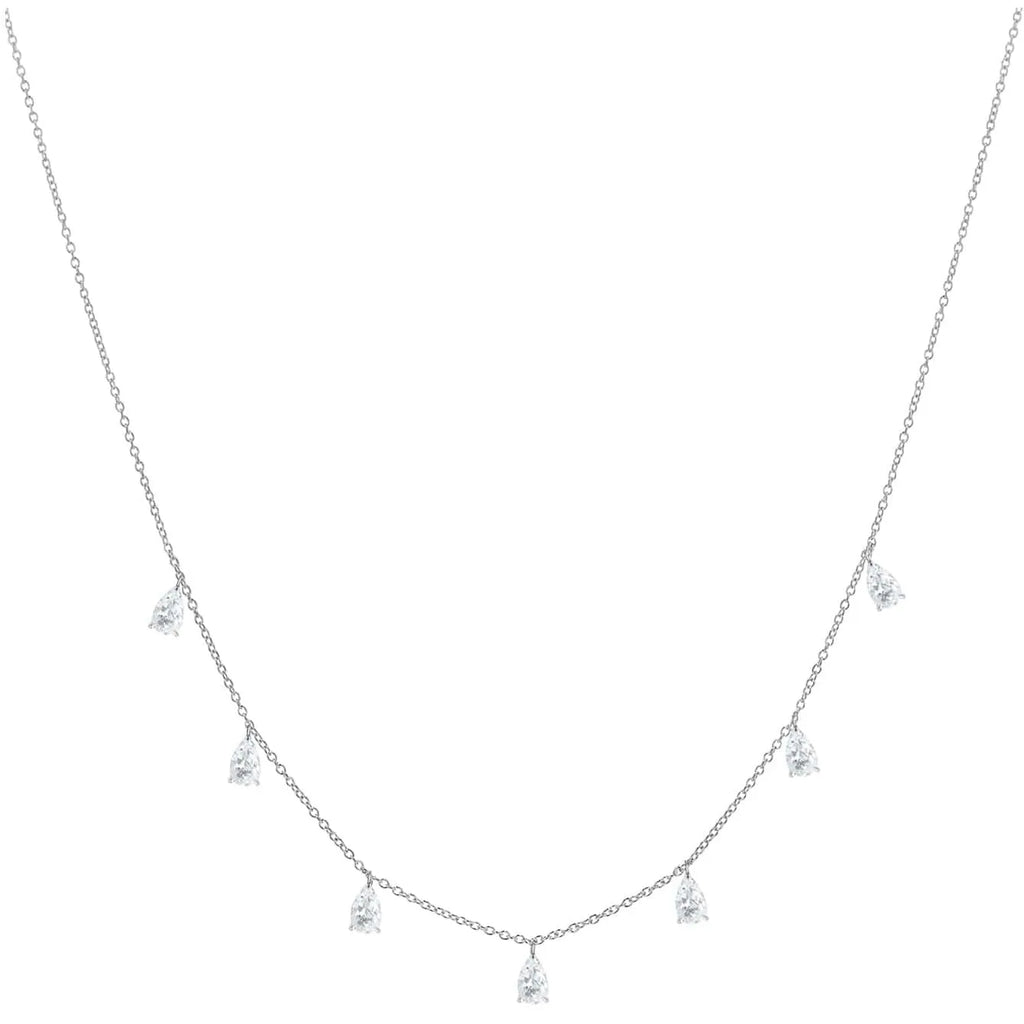 925 silver drop-shaped artificial zircon necklace with O-shaped chain in silver finish