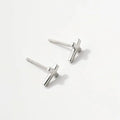 Women's gold bow and cross stud earrings geometric design electroplated finishes