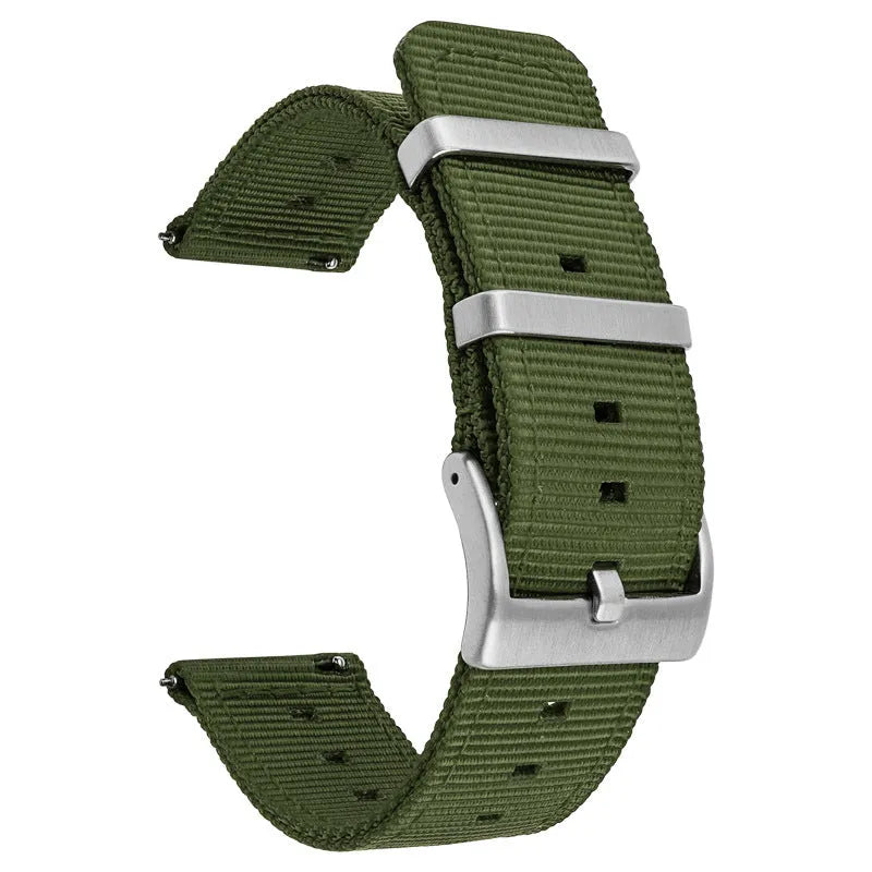 Nylon watchband quick release waterproof woven strap in black, fitting 22mm lug width, simple style